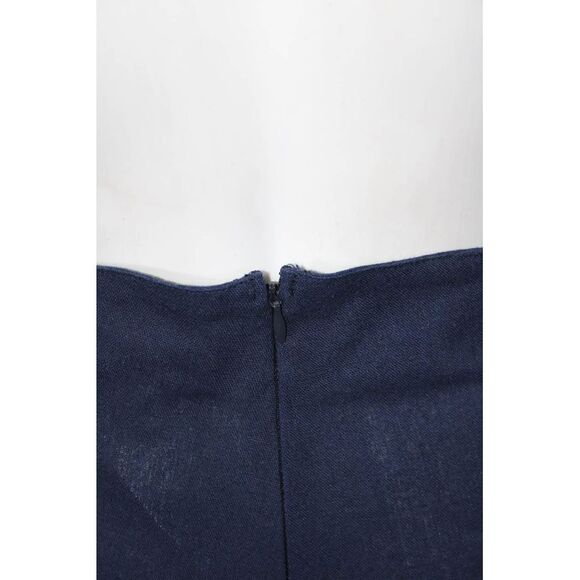 Ellelauri Womens Zip Closure Flat Front Straight Leg Linen Pant Navy Blue Size X - Picture 4 of 6